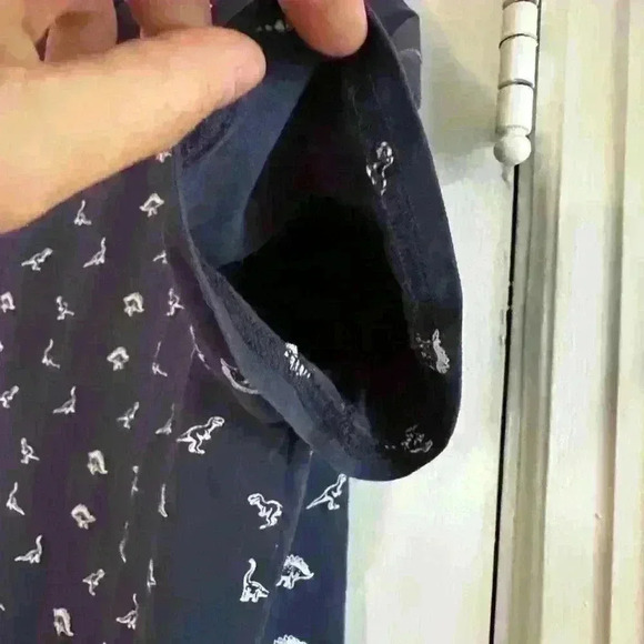 Dinosaur pattern novelty graphic tee Navy/white Men’s L Bronto/T-Rex/ stego - Picture 4 of 8